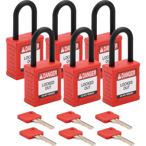 Cadenas de verrouillage Velocity, Rouge, Cl&eacute;s identiques, Nylon, Largeur de 1-1/2" Helyx Safety & Industrial Supplies