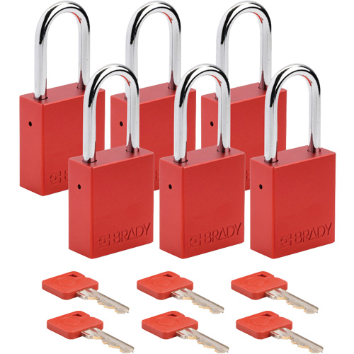 Cadenas de s&eacute;curit&eacute;, Cadenas de s&eacute;curit&eacute;, Cl&eacute;s diff&eacute;rentes, Aluminium, Largeur de 1-1/2" Helyx Safety & Industrial Supplies