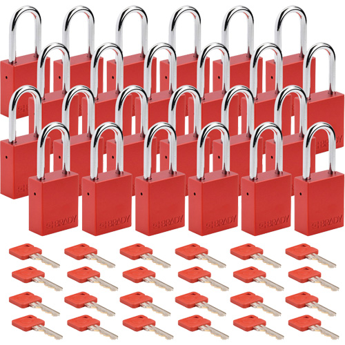 Cadenas de s&eacute;curit&eacute;, Cadenas de s&eacute;curit&eacute;, Cl&eacute;s identiques, Aluminium, Largeur de 1-1/2" Helyx Safety & Industrial Supplies