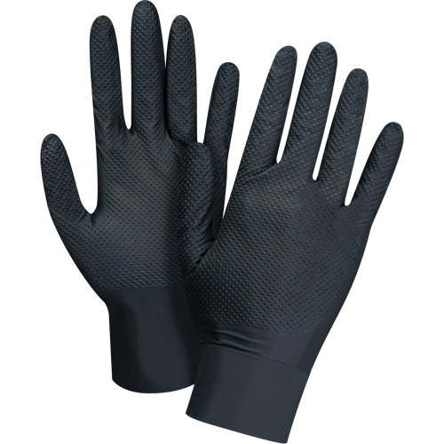 Gants d'examen de poids lourd &agrave; prise tactile, Petit, Nitrile, 8 mils, Sans poudre, Noir, Classe 2 Helyx Safety & Industrial Supplies