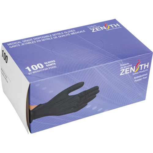 Gants d'examen de poids lourd &agrave; prise tactile, Petit, Nitrile, 8 mils, Sans poudre, Noir, Classe 2 Helyx Safety & Industrial Supplies