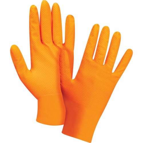 Heavyweight Tactile Grip Examination Gloves, Small, Nitrile, 8-mil, Powder-Free, Orange, Class 2 Helyx Safety & Industrial Supplies