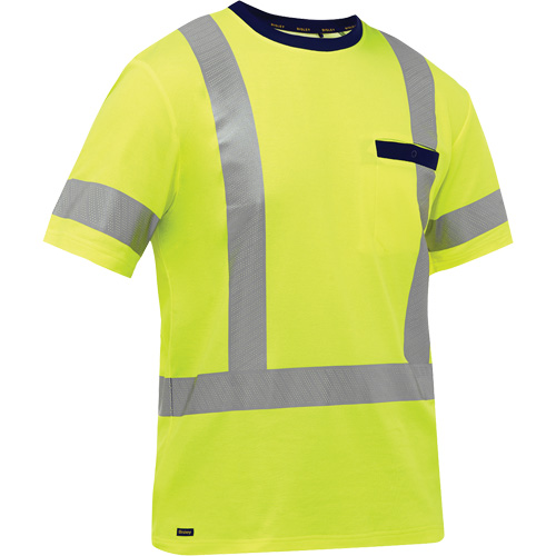 Bisley&reg; X-Back Short Sleeve Shirt, Poly-Cotton, Small, High Visibility Lime-Yellow Helyx Safety & Industrial Supplies