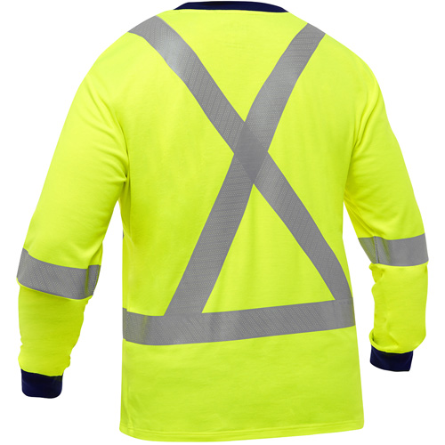 Bisley&reg; X-Back Long Sleeve Shirt, Poly-Cotton, Small, High Visibility Lime-Yellow Helyx Safety & Industrial Supplies