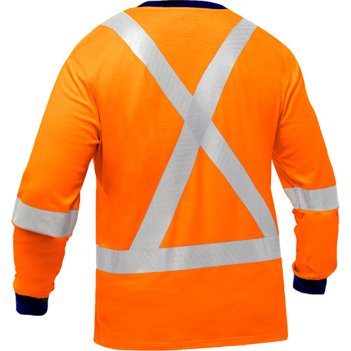 Chemise &agrave; manches longues et X au dos Bisley, Poly-coton, Petit, Orange haute visibilit&eacute; Helyx Safety & Industrial Supplies