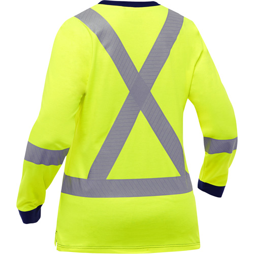 Bisley&reg; Women's X-Back Long Sleeve Shirt, Poly-Cotton, Small, High Visibility Lime-Yellow Helyx Safety & Industrial Supplies