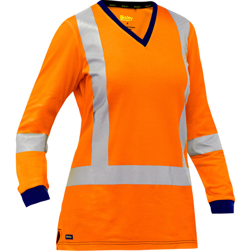 Bisley&reg; Women's X-Back Long Sleeve Shirt, Poly-Cotton, Small, High Visibility Orange Helyx Safety & Industrial Supplies