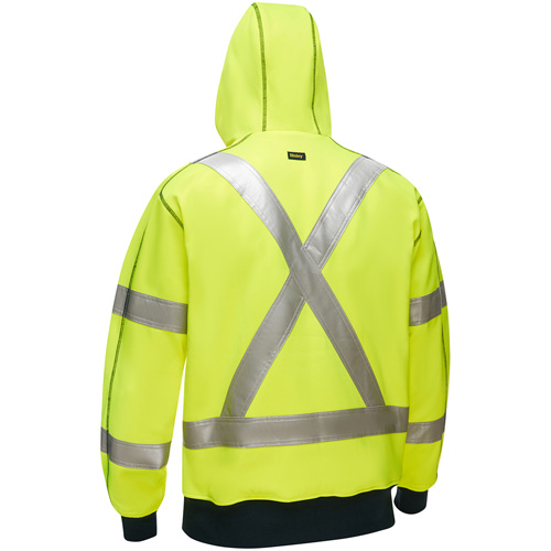 Bisley&reg; X-Back Full Zip Hooded Sweatshirt with Sherpa Lining, Small, High Visibility Lime-Yellow Helyx Safety & Industrial Supplies