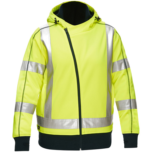 Bisley&reg; X-Back Women's Contoured Full Zip Hooded Sweatshirt with Sherpa Lining, Medium, High Visibility Lime-Yellow Helyx Safety & Industrial Supplies