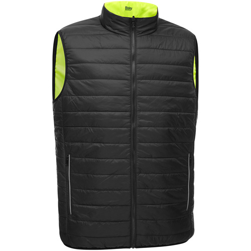 Bisley&reg; X-Back Reversible Puffer Vest, High Visibility Lime-Yellow, Small, Polyester Helyx Safety & Industrial Supplies