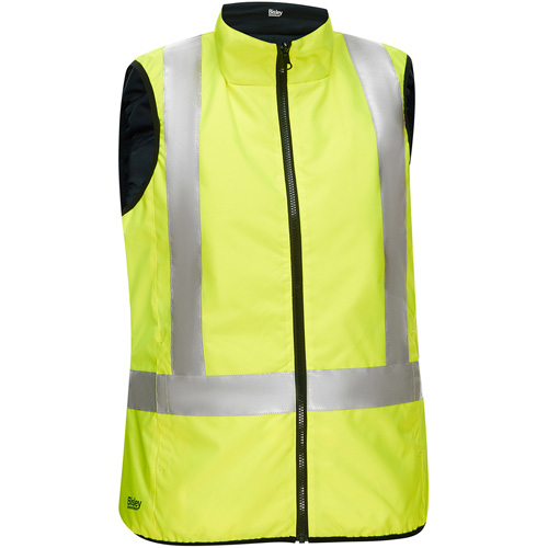 Bisley&reg; X-Back Women's Contoured Reversible Puffer Vest, High Visibility Lime-Yellow, Small, Polyester Helyx Safety & Industrial Supplies