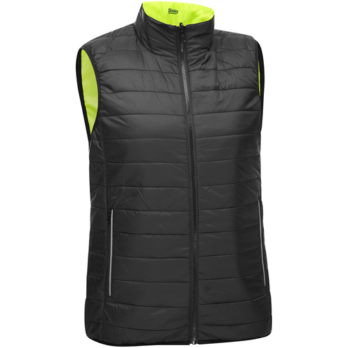 Bisley&reg; X-Back Women's Contoured Reversible Puffer Vest, High Visibility Lime-Yellow, Small, Polyester Helyx Safety & Industrial Supplies