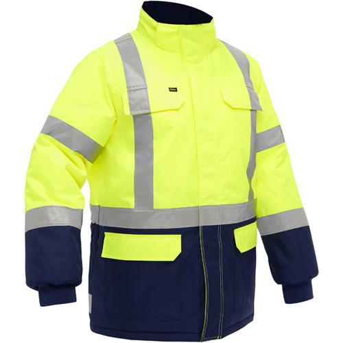 Bisley&reg; X-Back Extreme Cold Jacket with Navy Bottom, Polyester, High Visibility Lime-Yellow, 2X-Large Helyx Safety & Industrial Supplies