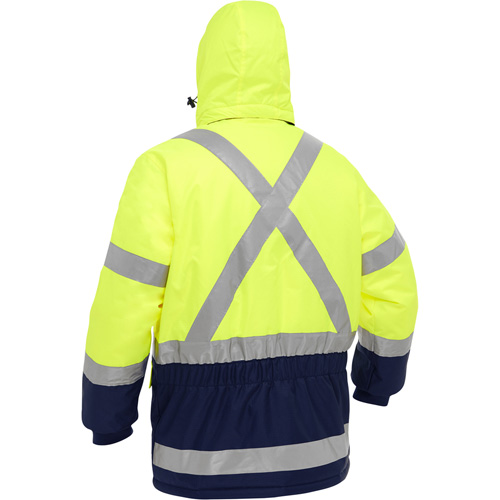 Bisley&reg; X-Back Extreme Cold Jacket with Navy Bottom, Polyester, High Visibility Lime-Yellow, 2X-Large Helyx Safety & Industrial Supplies