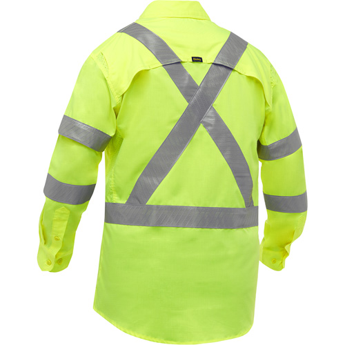 Bisley&reg; X-Back Long Sleeve Work Shirt with X-Airflow, Poly-Cotton, Small, High Visibility Lime-Yellow Helyx Safety & Industrial Supplies