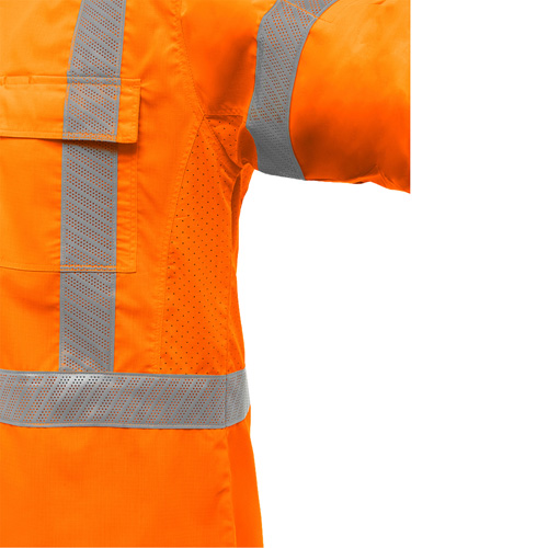 Bisley&reg; X-Back Long Sleeve Work Shirt with X-Airflow, Poly-Cotton, Small, High Visibility Orange Helyx Safety & Industrial Supplies