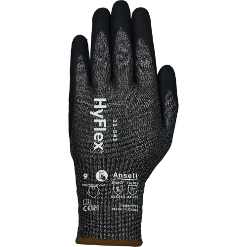Gants r&eacute;sistants &agrave; la coupe HYFLEX 11-543, Taille 6, Calibre 13, Rev&ecirc;tement Nitrile, Enveloppe en Nylon/Acier inoxydable/PEHP/Spandex, ASTM ANSI niveau A7/EN 388 niveau F Helyx Safety & Industrial Supplies