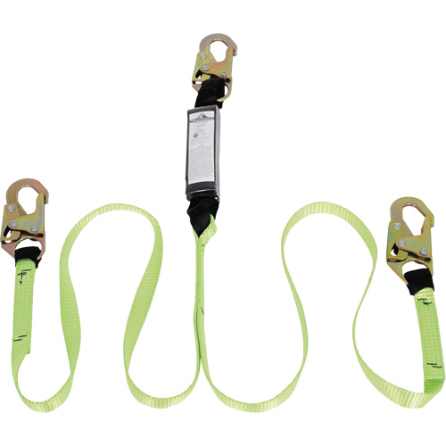 SA-54000-6 Shock Absorbing Lanyard, 6', Snap Hook Center, Snap Hook Leg Ends, Polyester Helyx Safety & Industrial Supplies