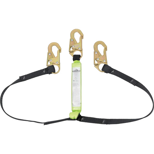SA-64000-4 Shock Absorbing Lanyard, 4', Snap Hook Center, Snap Hook Leg Ends, Polyester Helyx Safety & Industrial Supplies