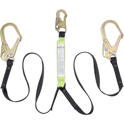 SA-64022-6 Shock Absorbing Lanyard, 6', Form Hook Center, Snap Hook Leg Ends, Polyester Helyx Safety & Industrial Supplies