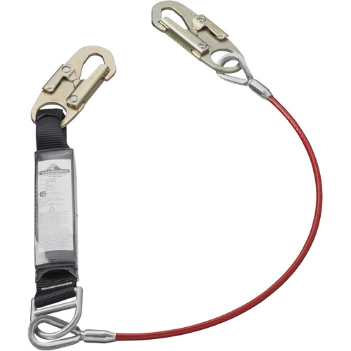 SA-5500-4 Shock Absorbing Lanyard, 4', Snap Hook Center, Snap Hook Leg Ends, Galvanized Steel Helyx Safety & Industrial Supplies