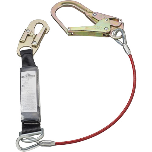 SA-5502-6 Shock Absorbing Lanyard, 6', Form Hook Center, Snap Hook Leg Ends, Galvanized Steel Helyx Safety & Industrial Supplies