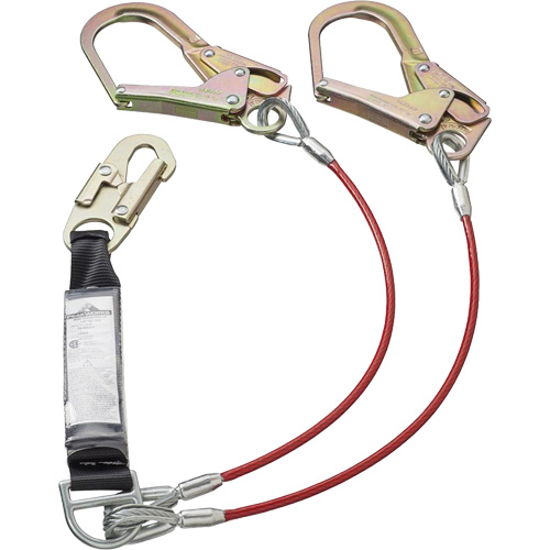 SA-55522-4 PVC-Coated Shock Absorbing Lanyard, 4', Form Hook Center, Snap Hook Leg Ends, Galvanized Steel Helyx Safety & Industrial Supplies