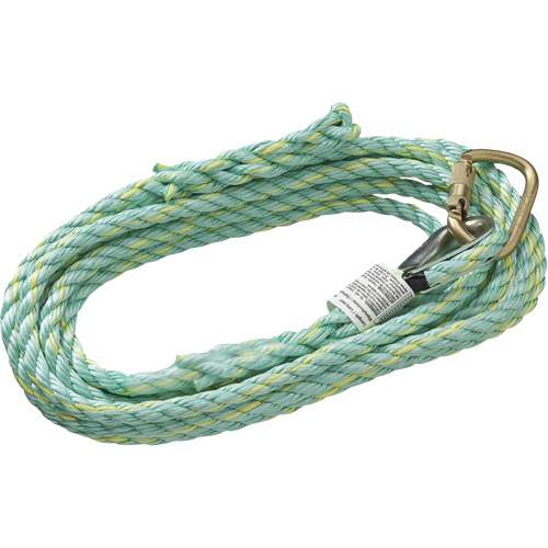 VL-1115-25 Vertical Lifeline Rope with Anchor End Carabiner & Trailing End Back Splice, Copolymer Helyx Safety & Industrial Supplies