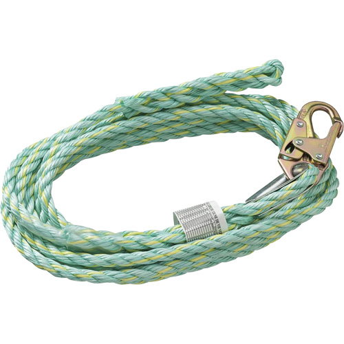 VL-1125-100 Vertical Lifeline Rope with Anchor End Snap Hook & Trailing End Back Splice, Copolymer Helyx Safety & Industrial Supplies