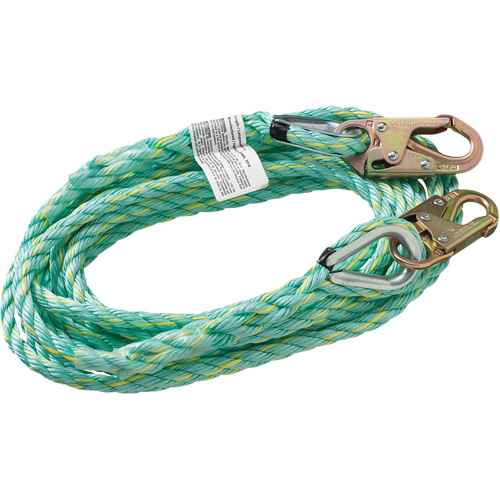 VL-1122-100 Cordage de s&eacute;curit&eacute; vertical avec crochet mousqueton d'ancrage, Copolym&egrave;re Helyx Safety & Industrial Supplies