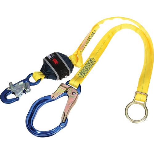 Tie-Back Web Shock-Absorbing Lanyard, 6', Rebar Hook Center, Snap Hook Leg Ends, Polyester Helyx Safety & Industrial Supplies
