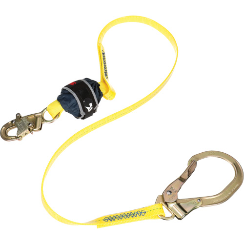 Coated Web Shock-Absorbing Lanyard, 6', Rebar Hook Center, Snap Hook Leg Ends Helyx Safety & Industrial Supplies