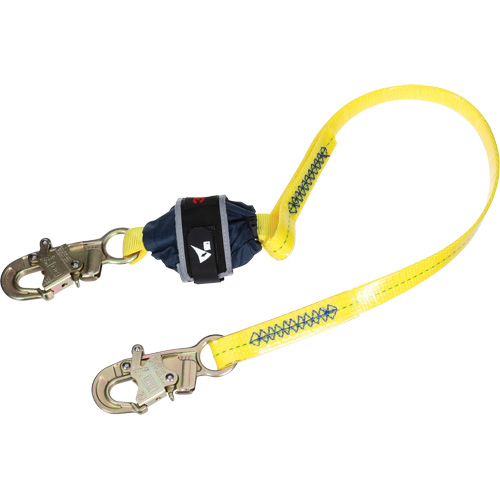 Coated Web Shock-Absorbing Lanyard, 4', Snap Hook Center, Snap Hook Leg Ends Helyx Safety & Industrial Supplies