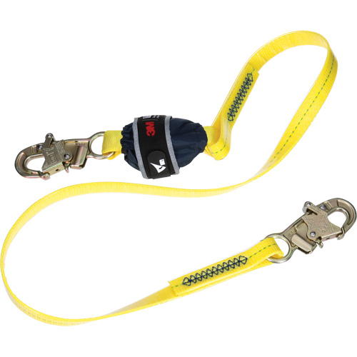 Coated Web Shock-Absorbing Lanyard, 6', Snap Hook Center, Snap Hook Leg Ends Helyx Safety & Industrial Supplies