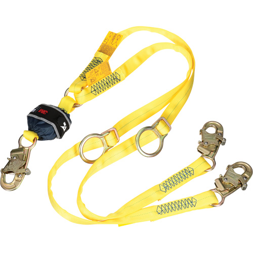 Twin-Leg Tie-Back Web Shock-Absorbing Lanyard, 6', Snap Hook Center, Snap Hook Leg Ends, Polyester Helyx Safety & Industrial Supplies