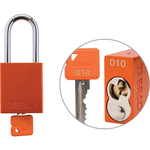 Cadenas de verrouillage de s&eacute;curit&eacute; Velocity Plus, Orange, Cl&eacute;s identiques, Aluminium, Largeur de 1-1/2" Helyx Safety & Industrial Supplies