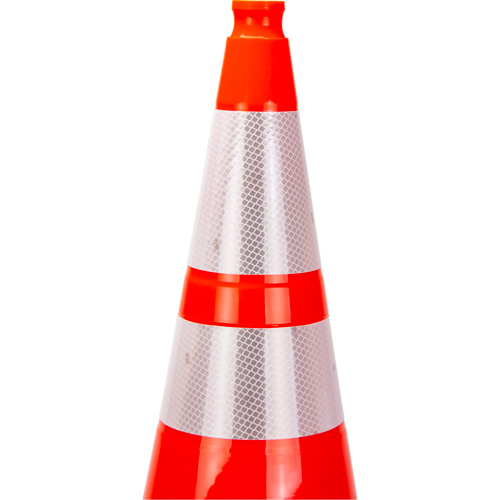 C&ocirc;ne de signalisation de premi&egrave;re qualit&eacute;, 28", Orange, Bande(s) r&eacute;fl&eacute;chissante(s) 4" & 6" Helyx Safety & Industrial Supplies