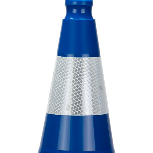 C&ocirc;ne de signalisation de premi&egrave;re qualit&eacute;, 28", Bleu, Bande(s) r&eacute;fl&eacute;chissante(s) 4" Helyx Safety & Industrial Supplies