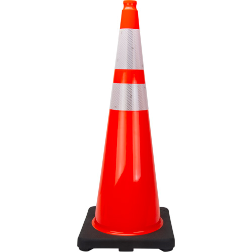 C&ocirc;ne de signalisation de premi&egrave;re qualit&eacute;, 36", Orange, Bande(s) r&eacute;fl&eacute;chissante(s) 4" & 6" Helyx Safety & Industrial Supplies