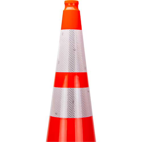 C&ocirc;ne de signalisation de premi&egrave;re qualit&eacute;, 36", Orange, Bande(s) r&eacute;fl&eacute;chissante(s) 4" & 6" Helyx Safety & Industrial Supplies