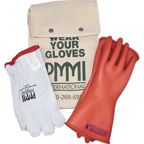 Ensemble de gants isolants en caoutchouc pour l'&eacute;lectricit&eacute;, ASTM classe 0, Taille 8, 11" lo Helyx Safety & Industrial Supplies