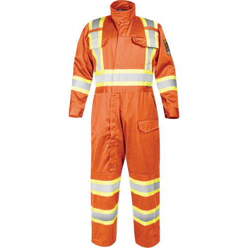 Fire-Resistant Coverall with High-Visibility Bands, Size Small, Orange Helyx Safety & Industrial Supplies