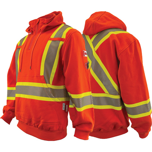 Atlas Guardian&reg; FR/AR Quarter-Zip Hoodies, Men's, Small, High Visibility Orange, 18 cal/cm² Helyx Safety & Industrial Supplies
