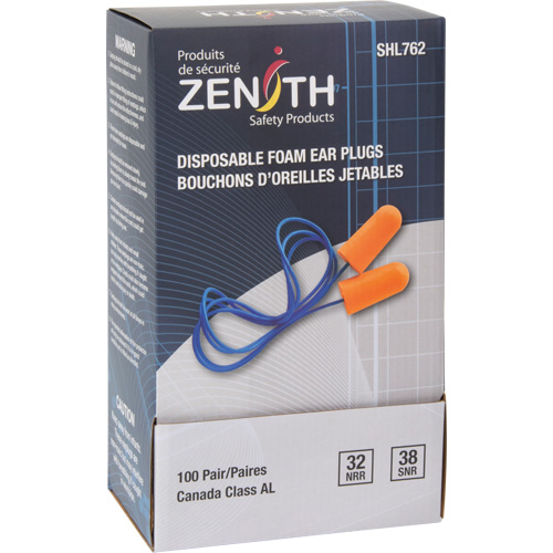 Bouchons d'oreilles en mousse, Paire - Sac en poly, Avec cordon Helyx Safety & Industrial Supplies
