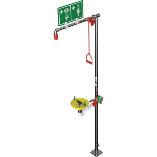 Douche combin&eacute;e avec cuvette ouverte en ABS et entr&eacute;e sup&eacute;rieure, Socle Helyx Safety & Industrial Supplies