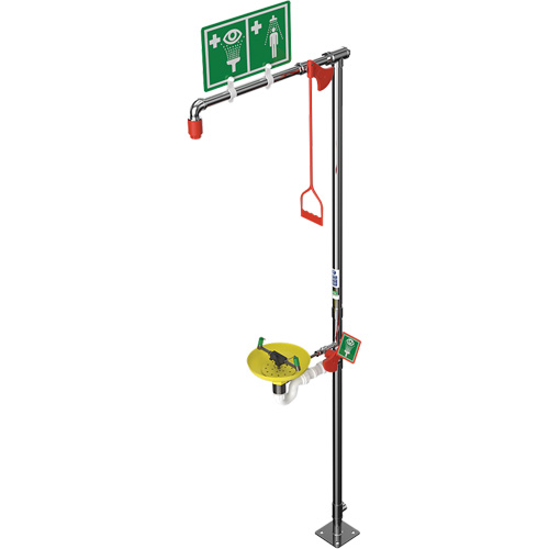 Douche combin&eacute;e avec cuvette ouverte en ABS et entr&eacute;e sup&eacute;rieure, Socle Helyx Safety & Industrial Supplies