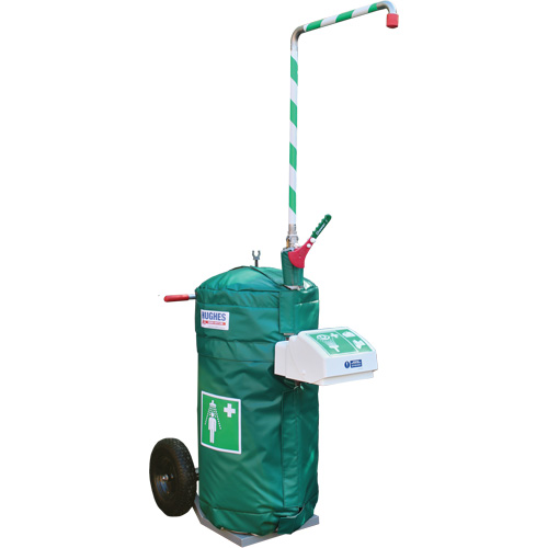 Douche d'urgence isol&eacute;e, mobile et autonome avec douche oculaire et faciale, Capacit&eacute; 30 gal., Conformit&eacute; Aucune Helyx Safety & Industrial Supplies
