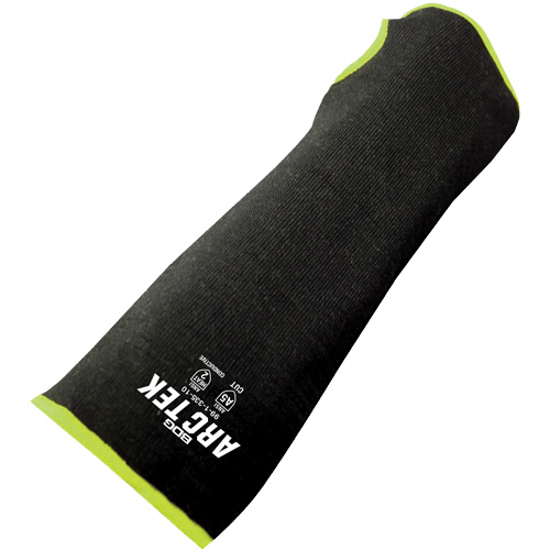 Cut-Resistant Sleeve with Thumb Hole, Polyethylene/Steel, 10", ASTM ANSI Level A5, Black/Yellow Helyx Safety & Industrial Supplies