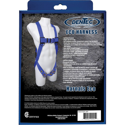 ECO Safety Harness in Retail Box, CSA Certified, Class A, 352 lbs. Cap. Helyx Safety & Industrial Supplies