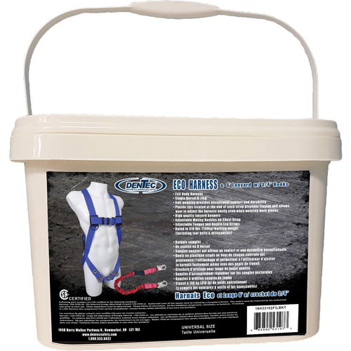 ECO Safety Harness in Pail with 6' Lanyard, CSA Certified, Class A, 255 lbs. Cap. Helyx Safety & Industrial Supplies